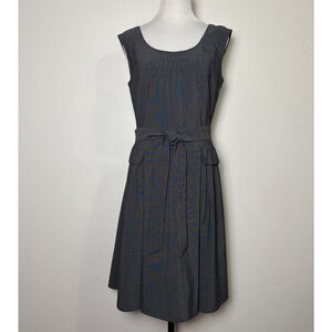 Calvin Klein Retro Gray Midi Dress Sz 8 Minimalist Career Corp Core Twee A-Line